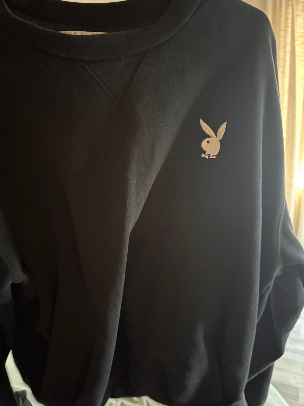 PLAYBOY Black Crewneck with White Bunny Emblem
